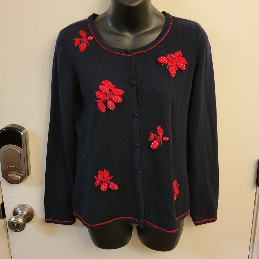 Talbots Strawberry Cardigan